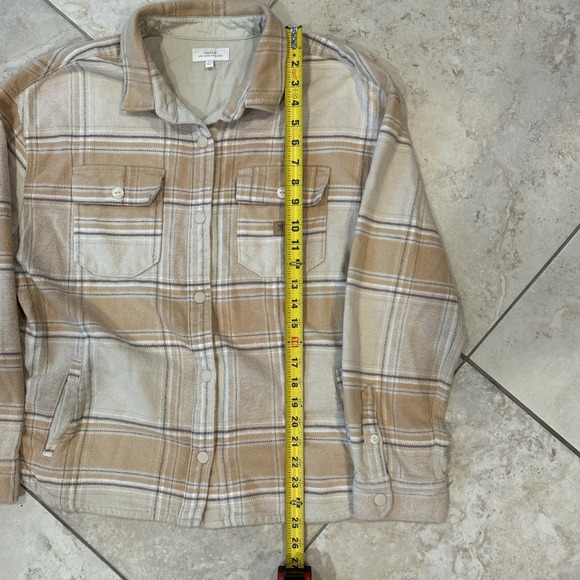Roark Amberley Flannel Womens Medium Caramel Plaid Shacket Oversized Snap Cotton - Picture 5 of 9